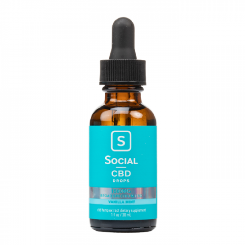 Social CBD Vanilla Mint Broad Spectrum CBD Oil Drops