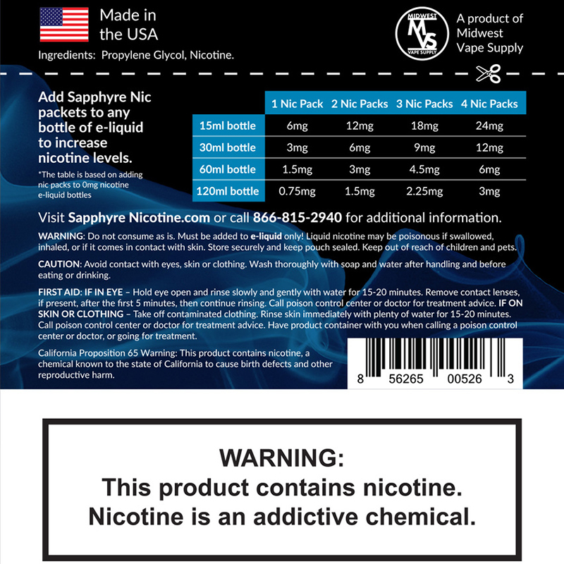 Sapphyre Nic Concentrated Nicotine Additive For E Liquid